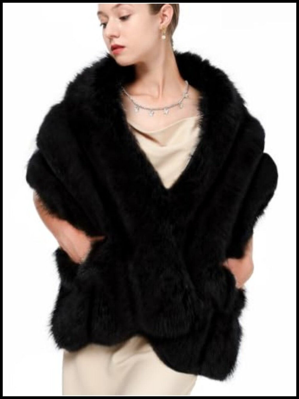 Faux Fur Shawl Cape Wedding Wrap Party Stole One Size